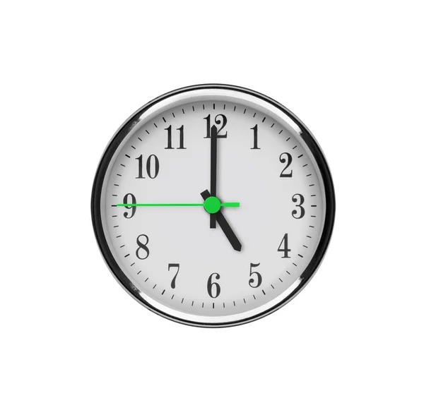 White Wall Clock Isolated White Background Five Oclock Afternoon Night — Stock Photo, Image