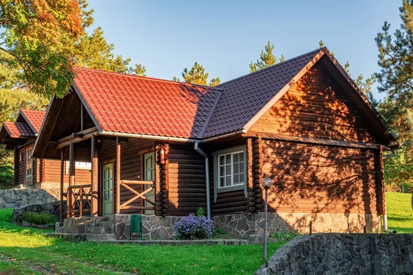 Houten Huis Houten Huis Het Dorp Achtergrond Van Natuur — Stockfoto