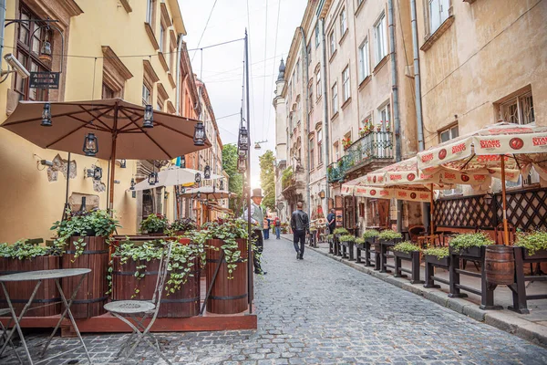 Lviv Ukraine June 2015 Street Cafe City Lviv Ukraine — Stock Photo, Image