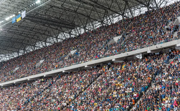Lviv Ukraine June 2015 Spectators Podium Stadium Lviv Arena — Stock Photo, Image