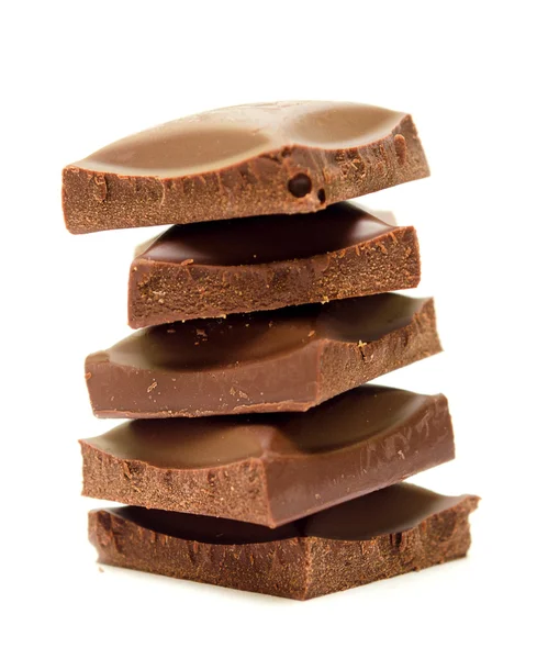 Fem skivor av choklad — Stockfoto