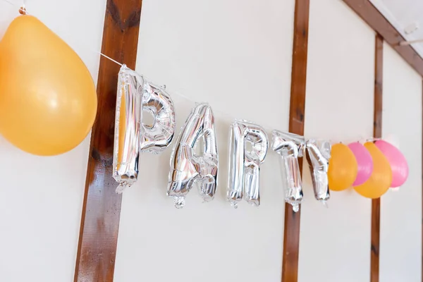 Silver Garland Balloons Party Birthday Decor — Stock Photo, Image