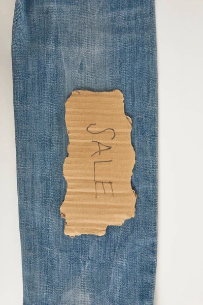 Jeans Recycling Witte Achtergrond Geïsoleerde Stijl — Stockfoto