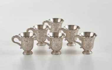 Silver and gold zinc copper cup, turkish coffee style.