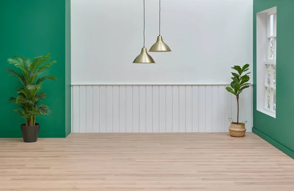 Moderne Kamer Witte Muur Achtergrond Concept Bureau Stoel Plant Object — Stockfoto