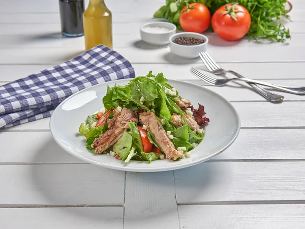 Green salad plate for menu and vegetables background style.