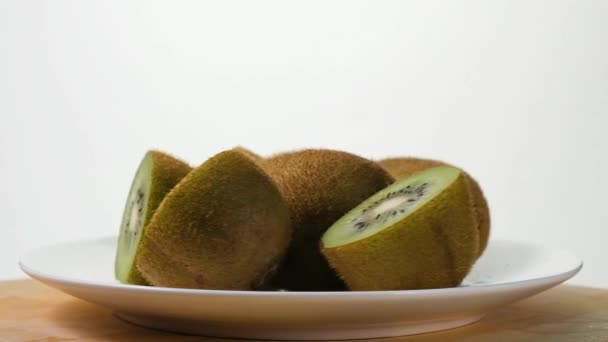 Kiwi Mesa Frutas Verdes — Vídeos de Stock