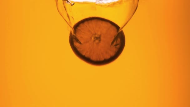 Orange Glass Juice Slow Motion — Stock Video