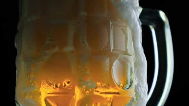 Cold Craft Light Beer Glass Water Drops Beer Pouring Bottle — Stock Video