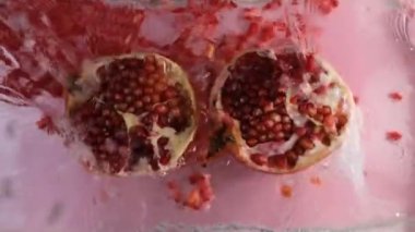  - Nar. Yavaş çekim videosu. Nar tohumları