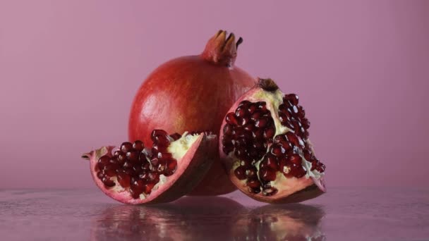 Pomegranate Slowmotion Video Pomegranate Seeds Video — Stock Video