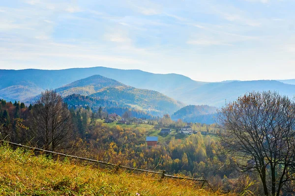 Gouden heldere herfst in de bergen in het nationale park Karpaty in Oekraïne — Stockfoto