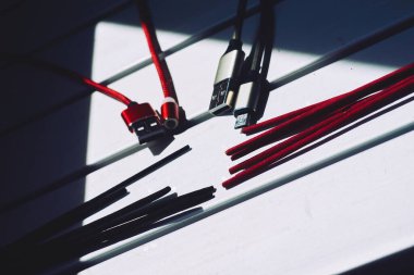 the process of using ones mind to consider or reason about something. Digital meditation. Red black usb cords, red black incense sticks.
