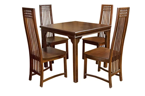 Mesa de jantar e cadeiras isoladas — Fotografia de Stock