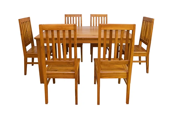 Eettafel en stoelen geïsoleerd — Stockfoto