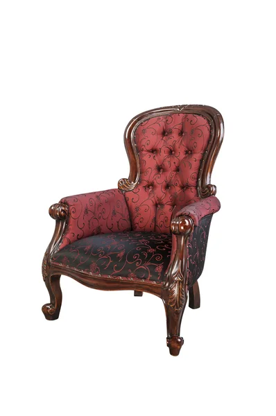 Vintage kırmızı ipek kumaştan koltuk izole — Stok fotoğraf