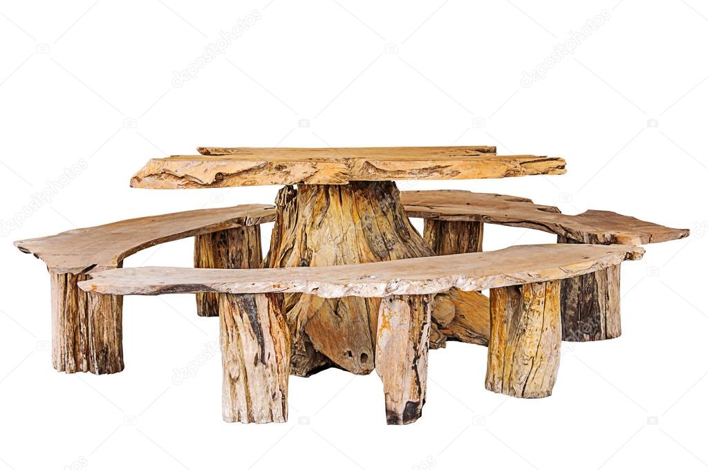 Wooden table with bench