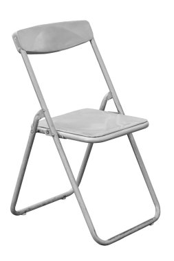 Gray folding chair isolated clipart
