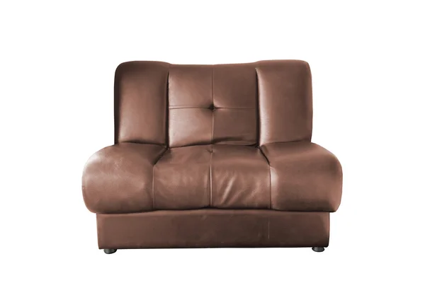 Brązowy skórzana sofa — Zdjęcie stockowe