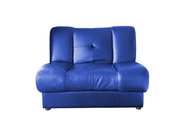 Синій шкіряний диван — стокове фото