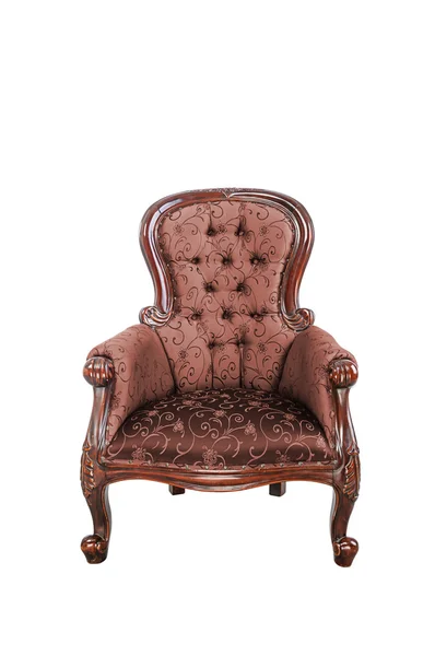 Chaise vintage en tissu de soie marron isolé — Photo