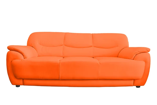 Orangefarbenes Ledersofa — Stockfoto