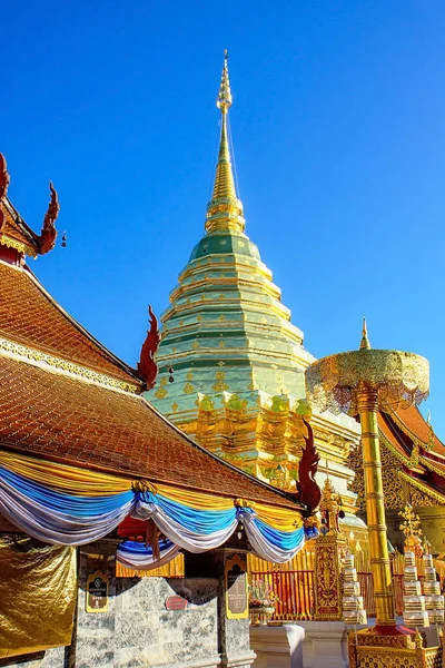 Golden Pagoda Phra Doi Suthep Temple Chiang Mai Thailand Religious — Stock Photo, Image