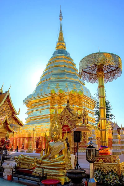 Золота Пагода Храмі Пха Дой Сутеп Чіанг Май Таїланд Релігійна — стокове фото