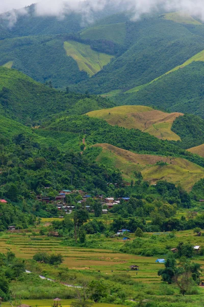 Paisaje Vista Del Pueblo Sapan Distrito Kluea Provincia Nan Tailandia — Foto de Stock