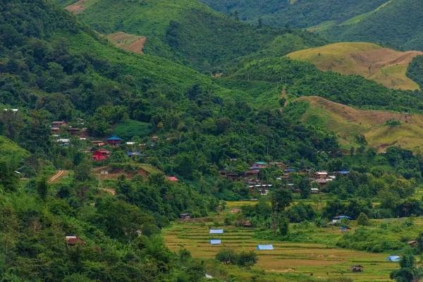 Paisaje Vista Del Pueblo Sapan Distrito Kluea Provincia Nan Tailandia —  Fotos de Stock