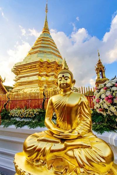 Gouden Pagode Bij Phra Doi Suthep Temple Chiang Mai Thailand — Stockfoto