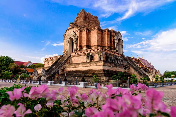 Chedi Luang Varavihara Храм Древней Большой Пагоды 700 Лет Чиангмай — стоковое фото