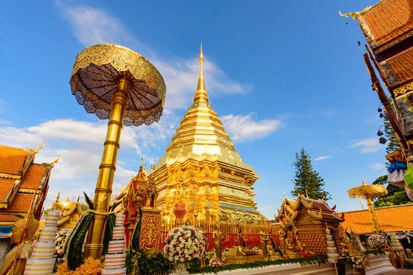 Gouden Pagode Bij Phra Doi Suthep Temple Chiang Mai Thailand — Stockfoto