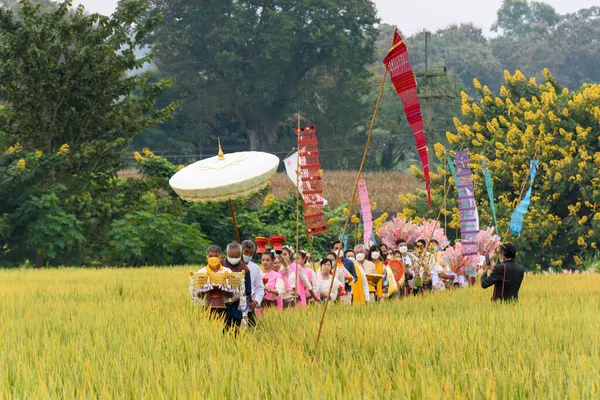 Chiang Mai Tailandia Noviembre 2021 Ceremonia Kathin Por Creencia Mérito — Foto de Stock