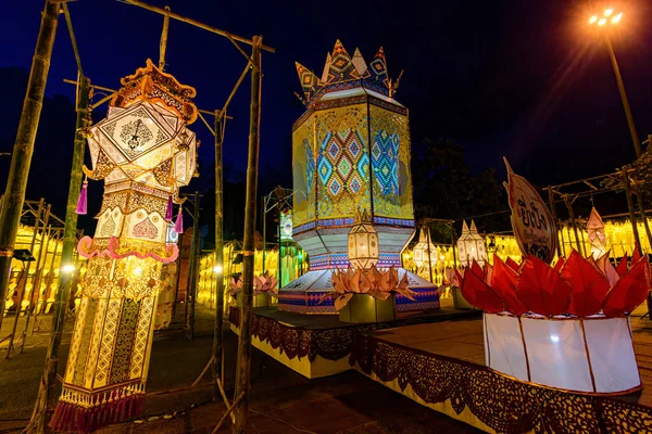 Фонари Украшенные Фестивале Loy Krathong Чиангмае Таиланд — стоковое фото