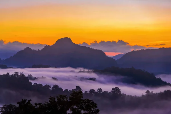 Morning Mist Viewpoint Baan Jabo Most Favourite Place Tourist Mae — Stock Photo, Image