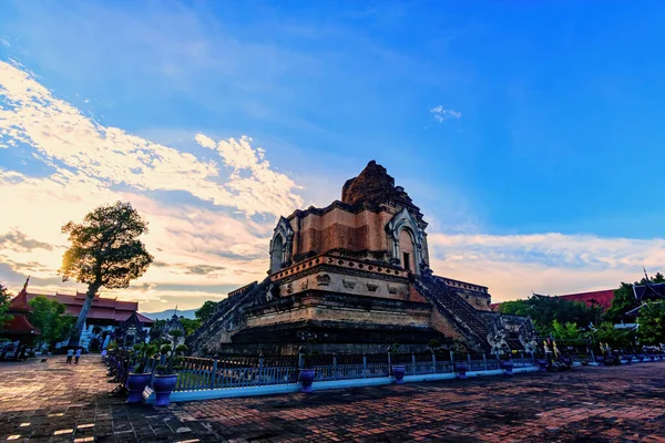 Świątynia Chedi Luang Varavihara Starożytną Dużą Pagodą Jest 700 Lat — Zdjęcie stockowe