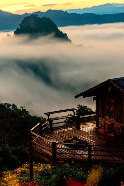 Morning mist viewpoint Baan Jabo, the most favourite place for tourist in Mae Hong Son province Thailand. Baan Jabo one of the most amazing mist in Thailand.