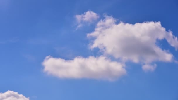 Tempo Scaduto Nuvole Gonfie Muovono Attraverso Cielo Blu Scenario Ultra — Video Stock
