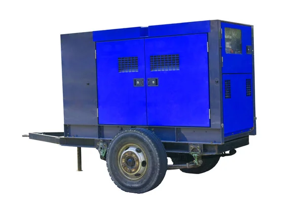 Den Mobile Industrielle Diesel Elgenerator Hvid Baggrund Arbejde Med Klipning - Stock-foto