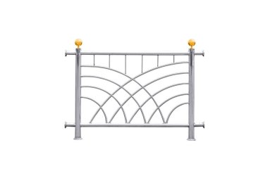 Paslanmaz çelik korkuluklar kesme yolu ile beyaz arkaplan üzerinde izole.