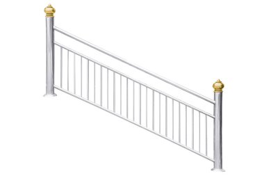 Paslanmaz çelik merdiven tırabzanı beyaz arka plan çalışmasında kırpma yolu ile izole edilmiş..