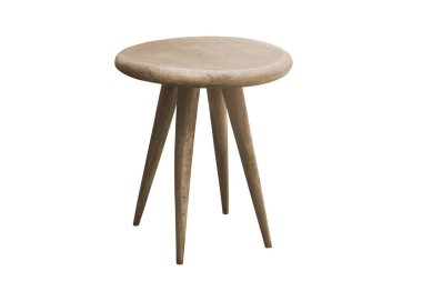 Eski yuvarlak ahşap masa kesme yolu ile beyaz arka planda izole.