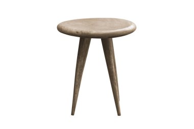 Eski yuvarlak ahşap masa kesme yolu ile beyaz arka planda izole.