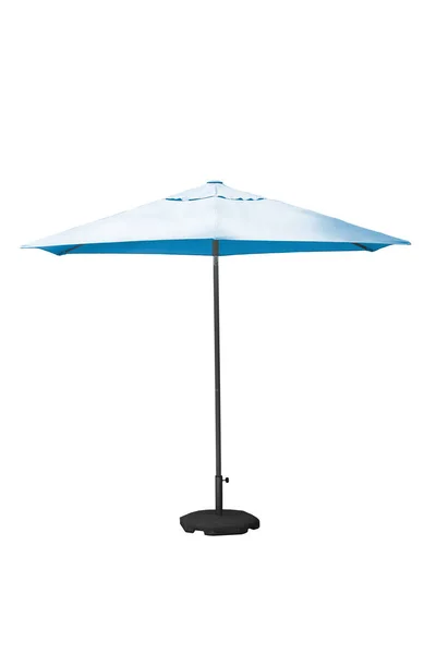 Cyan Parasol Umbrella Stand Isolated White Background Clipping Path — Stock Photo, Image