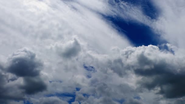 雲が青い空を横切って動いている 動きの雲の超Hd風景 積雲の雲景 — ストック動画