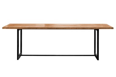 Ahşap masa çelik ayakları beyaz arka plan üzerinde basit yolu ile çalışmak.