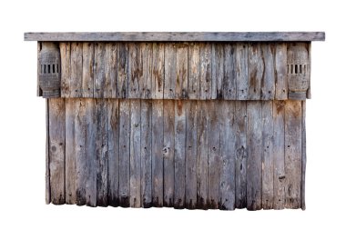 Beyaz arkaplanda izole edilmiş eski ahşap bar tezgahı, kırpma yolu ile çalışın.