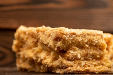 Tereyağlı katman kek, yakın plan, seçici odaklanma