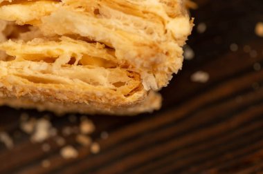 Tereyağlı katman kek, yakın plan, seçici odaklanma